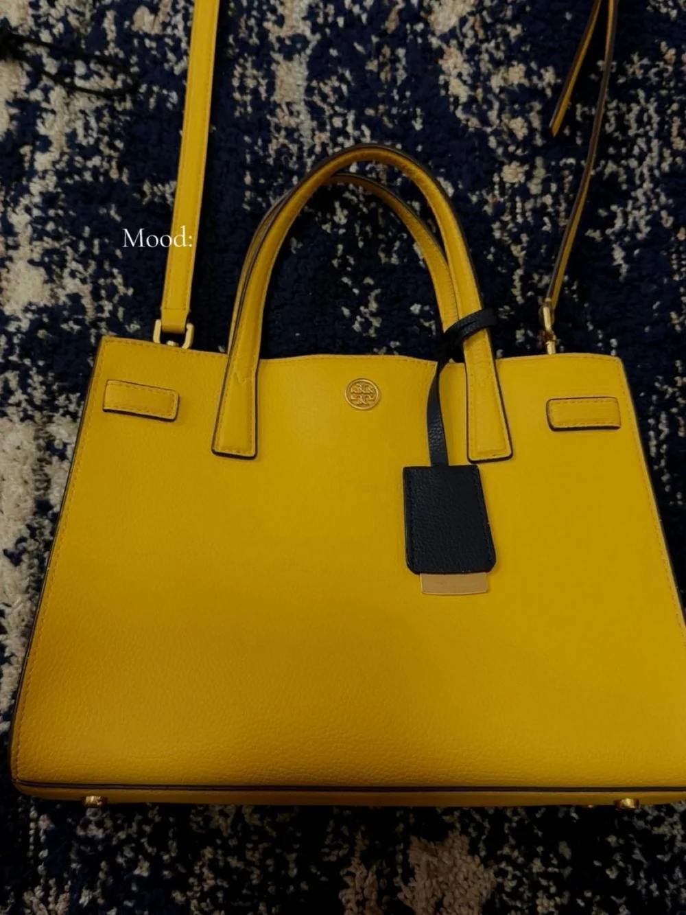 Tory Burch Yellow Leather Satchel with Black Tag